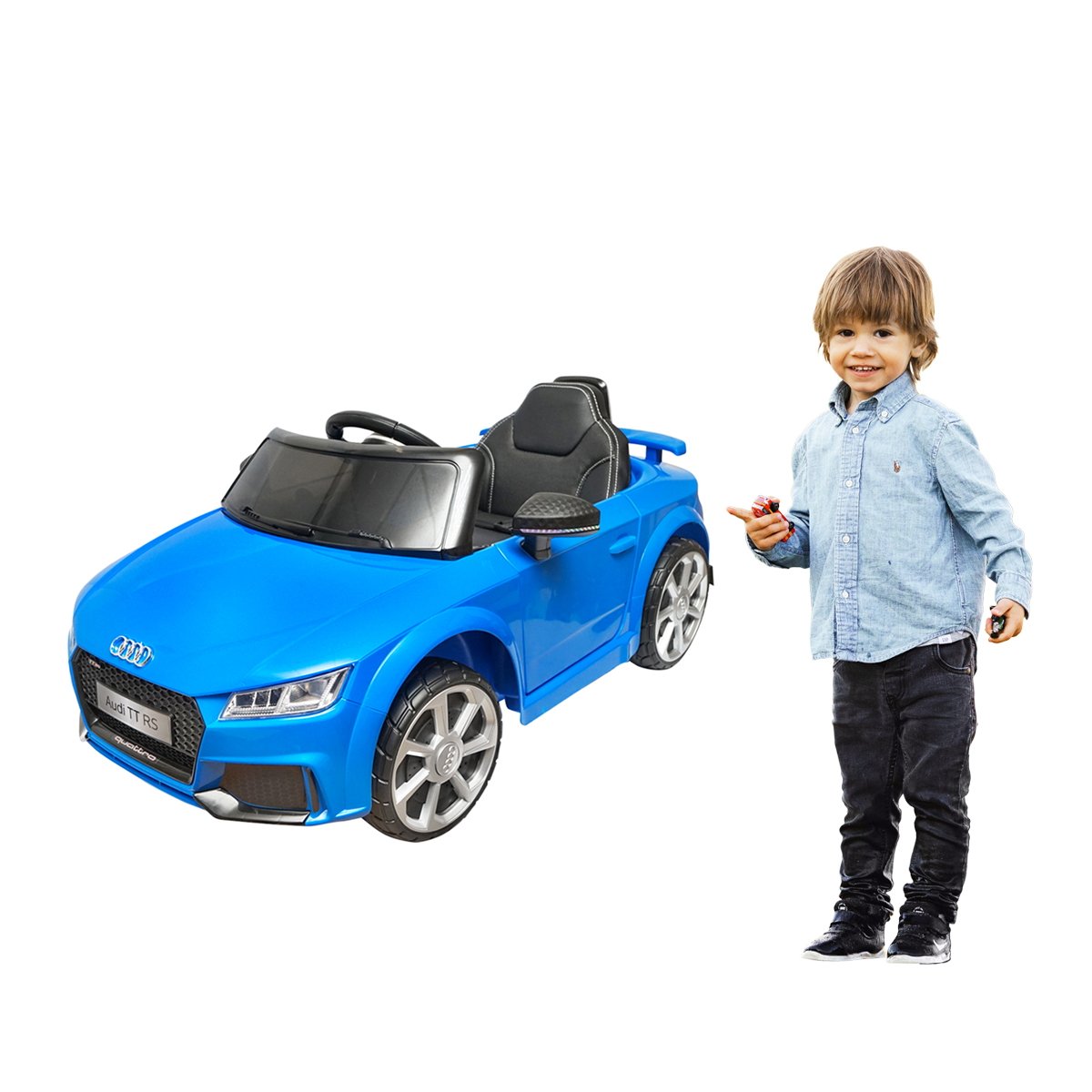 Masinuta electrica cu baterie 6V/4Ah si telecomanda pentru copii Audi TT JE1198 albastra